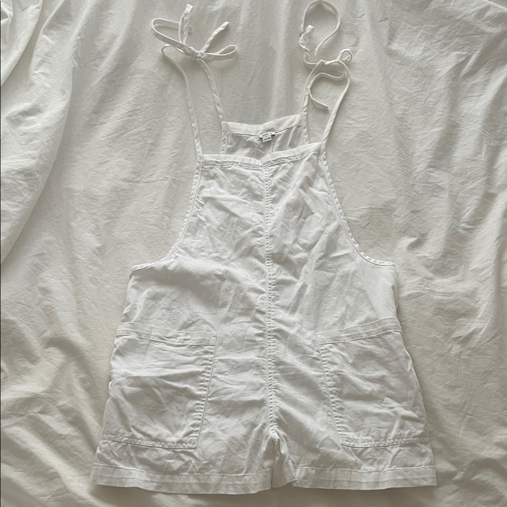 Aerie Women's White Lenin Overalls